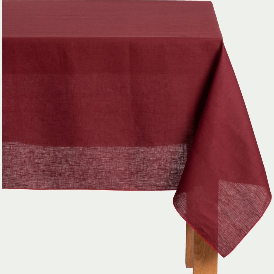 Nappe en lin et coton rouge sumac 170x170cm-MILA
