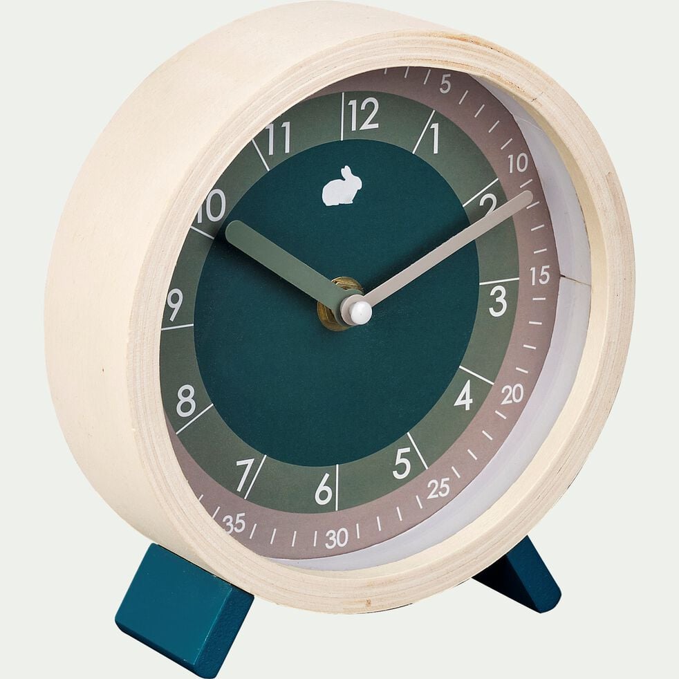 Horloge d15cm avec double cadran - vert-OURO