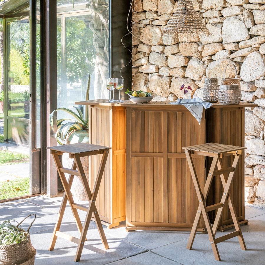 Table haute de jardin - Mobilier bois et métal