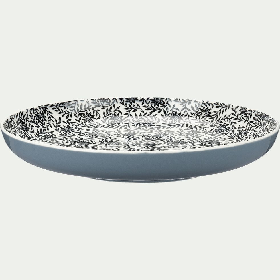Assiette plate en porcelaine à motifs jasmin - gris D26,8cm-AIX