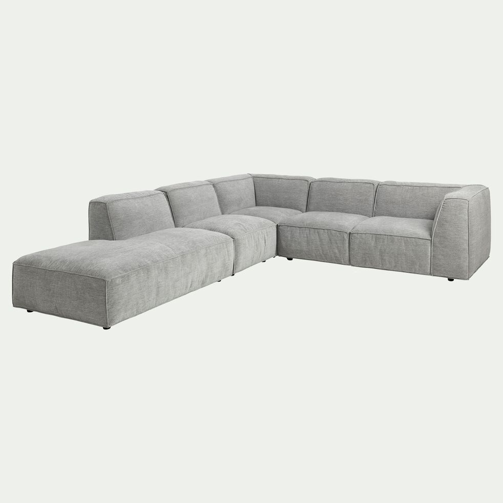 Canapé grand angle gauche fixe en tissu - gris borie-MAUSSANE