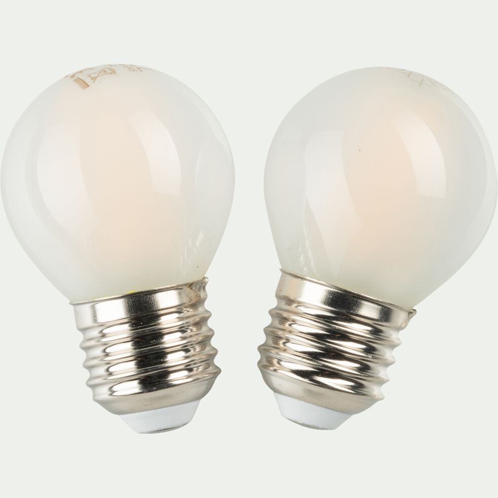 Lot de 2 ampoules LED E27 sphère lumière chaude - blanc 