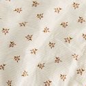 Couvre-lit en lin et coton motif rayé et floral - blanc 220x240cm-MOUCHOIR