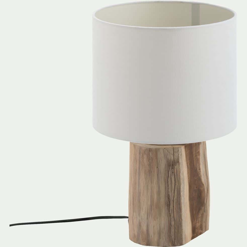 FOLIA - Lampe à poser en bois d'acacia - blanc D12xH39cm