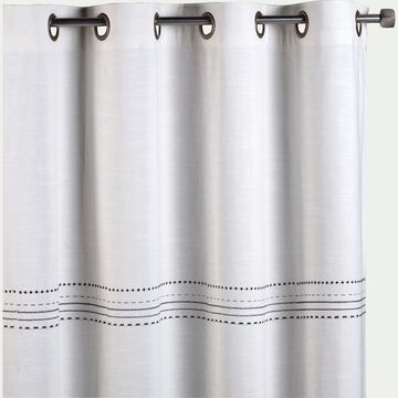 Rideau à œillets en coton brodé - blanc 140x250cm-Medine