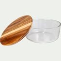 Boîte ronde en verre avec couvercle en bois D15,4cm - transparent-SAPAN