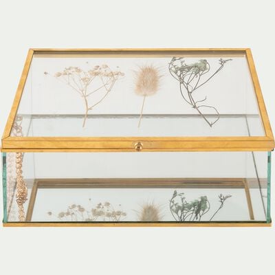 Boîte à bijoux en verre structure en cuivre - doré 14x18cm-PIMA