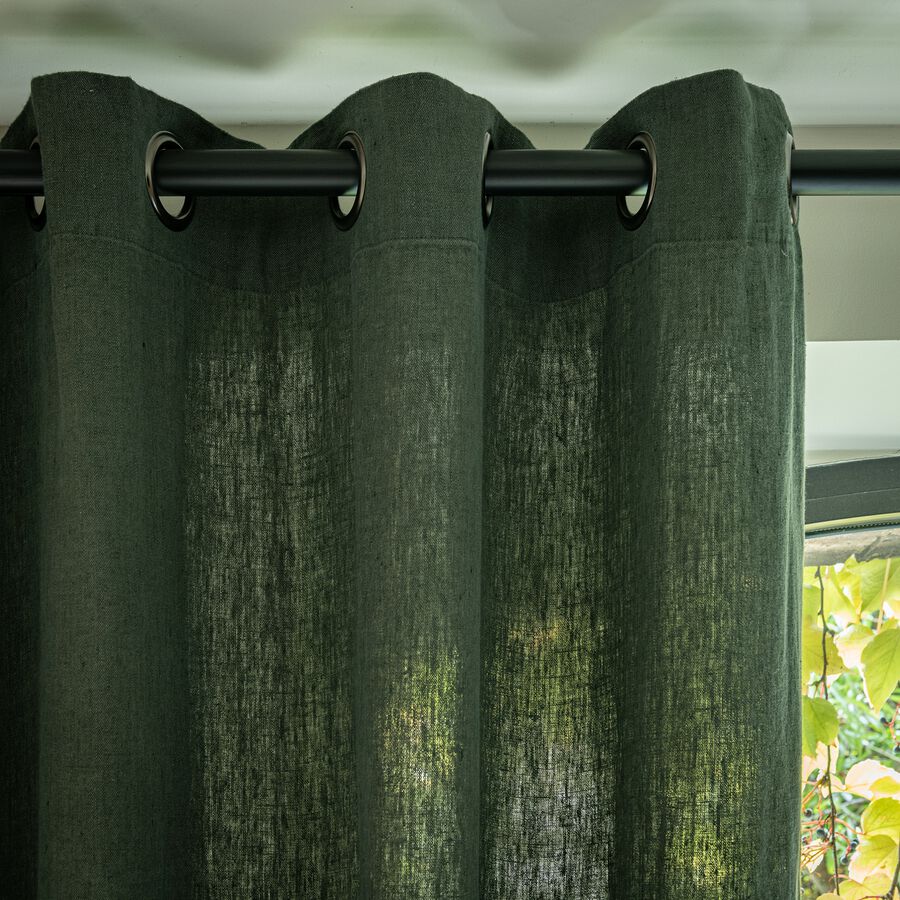 Rideau à œillets en lin - vert cèdre 140x250cm-VENCE
