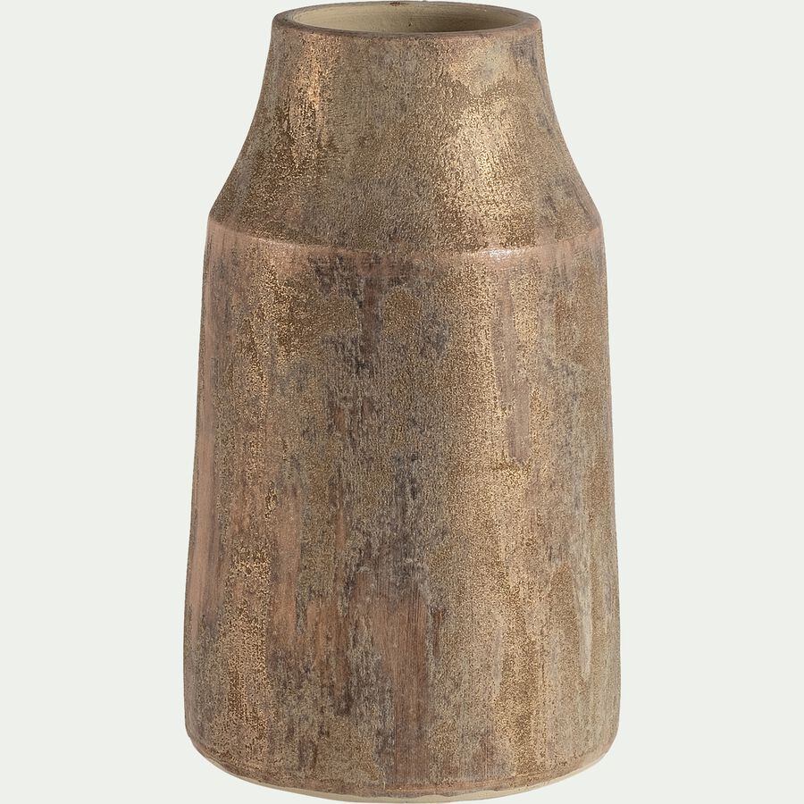 Vase conique en terre cuite - marron D18xH30cm-ABLEUX