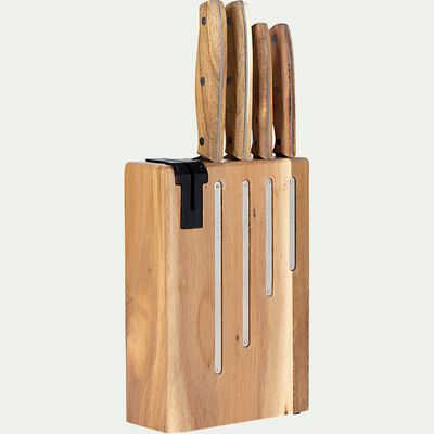 Bloc 4 couteaux de cuisine avec support en bois - L20xH35xl10 naturel-NATURAL LIFE