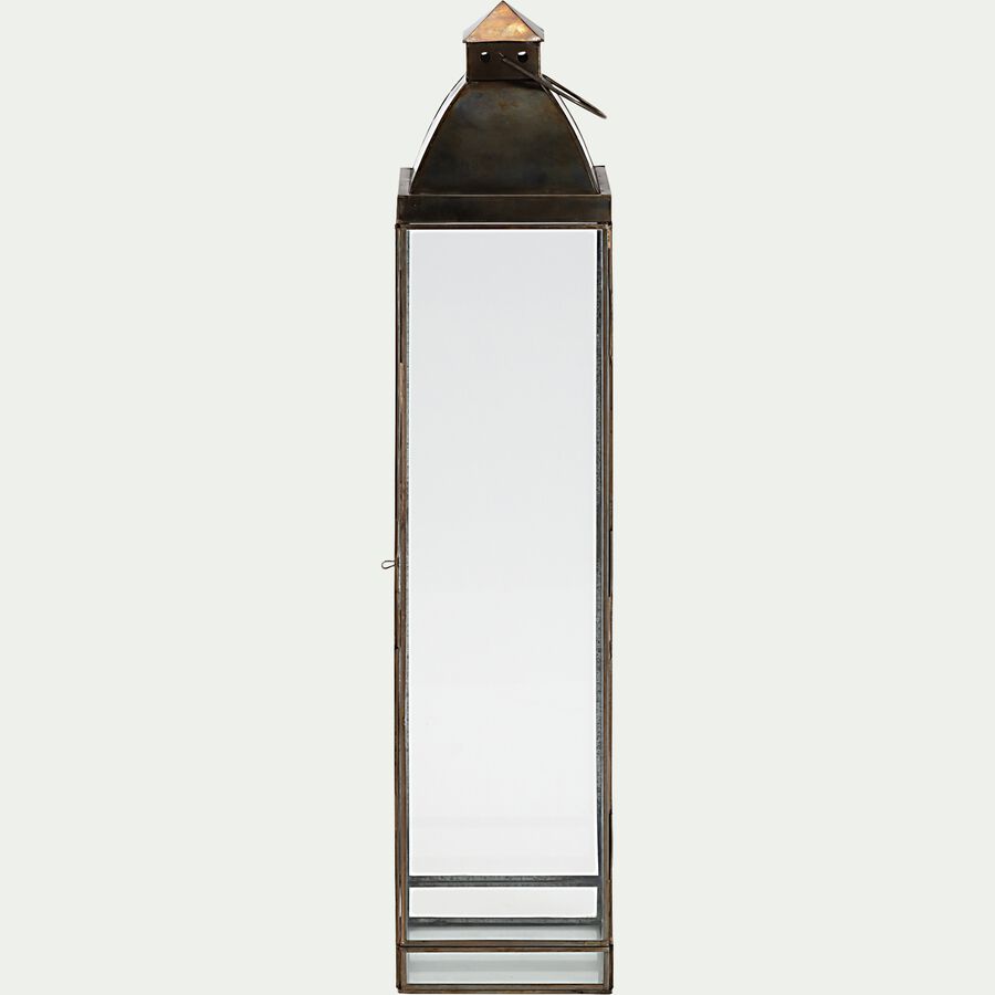 Lanterne en métal et verre H90cm - gris cuivré-KHERWA