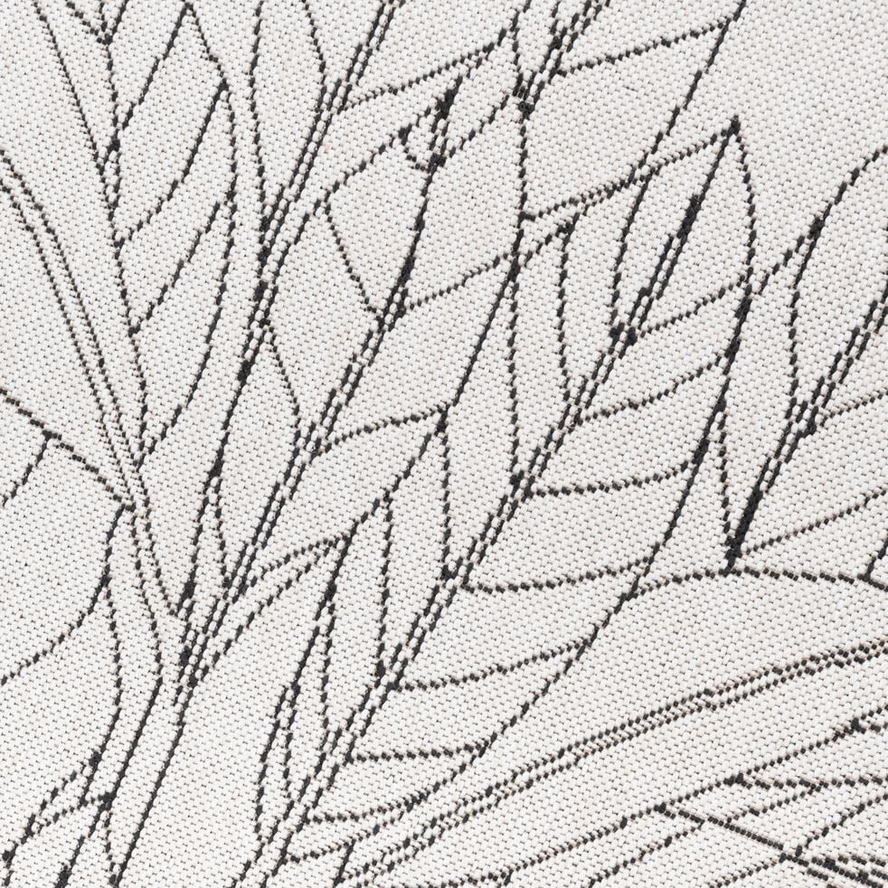 Tapis rond intérieur et extérieur motif laurier - blanc écru D120cm-LAURIER