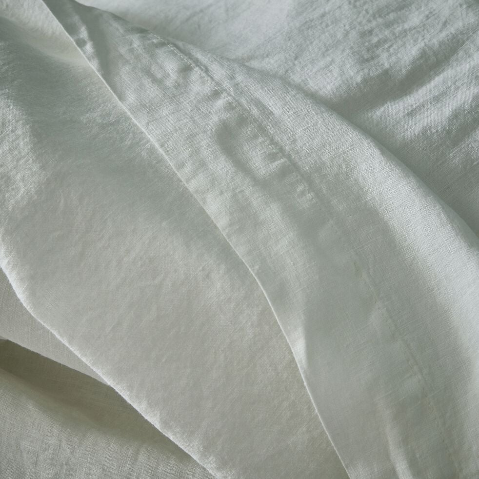 Linge de lit uni en lin lavé blanc capelan-VENCE