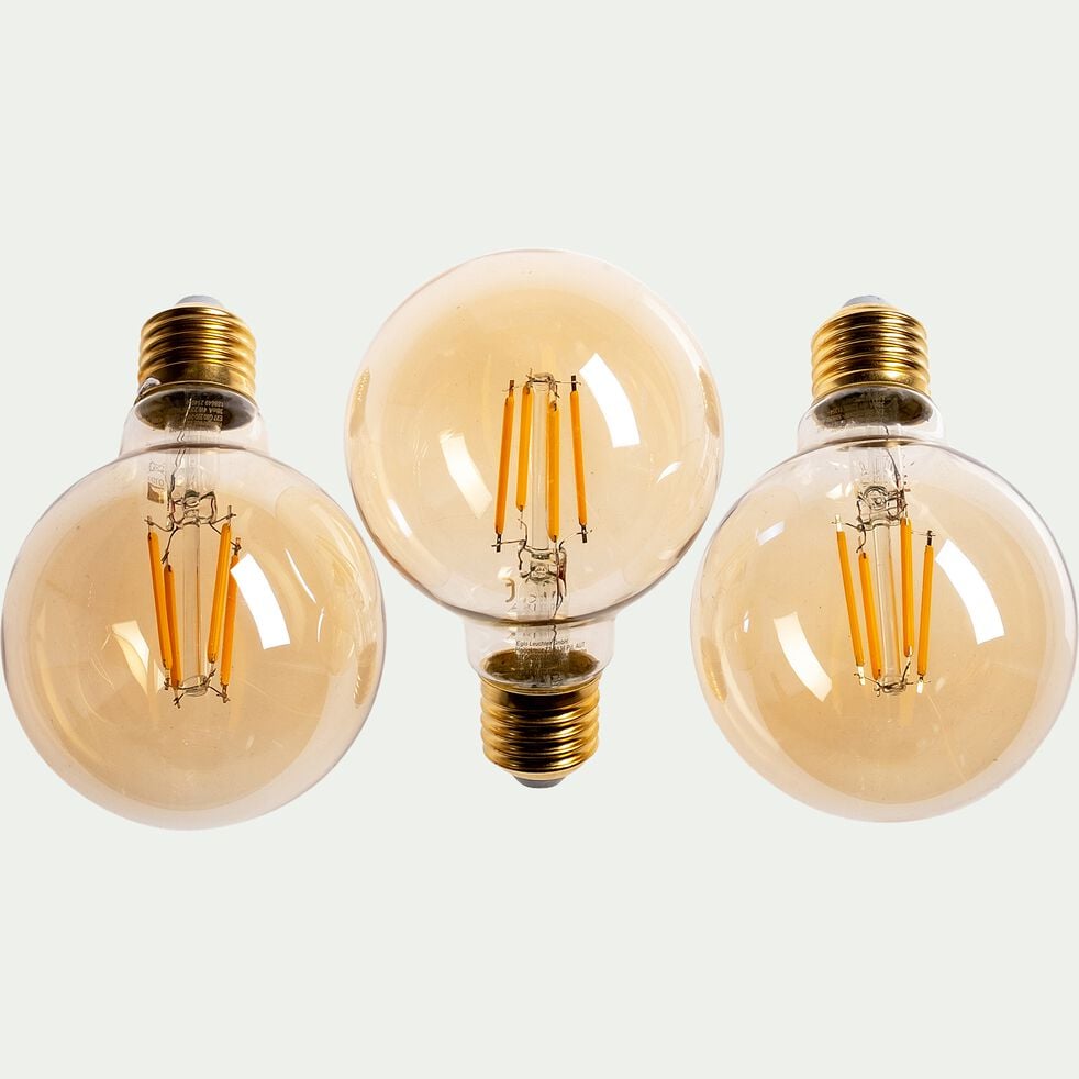LODA - Lot de 3 ampoules led e27 lumière chaude - ambré