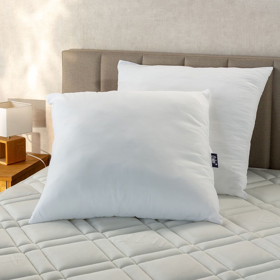 Lot de 2 oreillers moelleux lavables - blanc 60x60cm-NAO