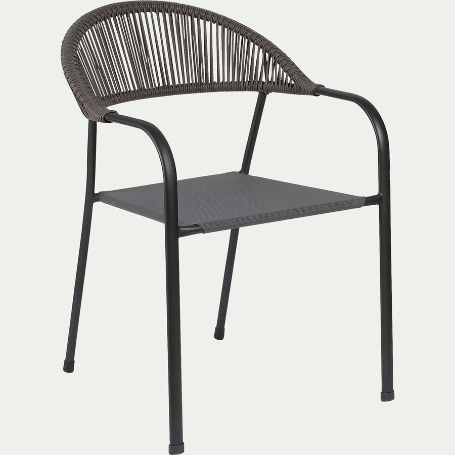 Chaise de jardin avec accoudoirs en acier - gris vésuve-JADIDA