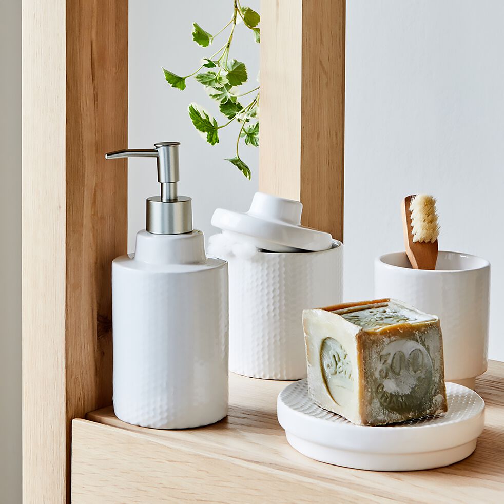 Distributeur de savon en céramique - blanc ventoux H20,5cm-Ghibo