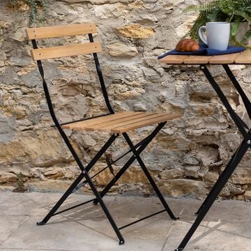 Chaise de jardin pliante en polywood et fer - naturel-IROLI