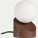 Lampe à poser en fer effet bois foncé H16cm- naturel-LEN