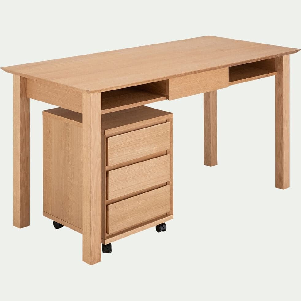 Bureau avec tiroir en bois L140cm - bois clair - AGOSTA 