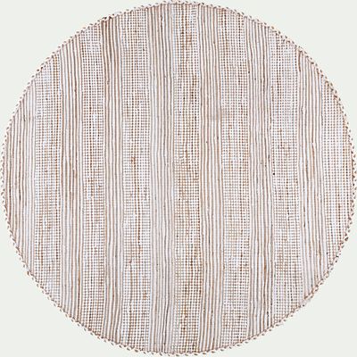 Tapis en coton recyclé et jute - naturel et blanc D160cm-lieto
