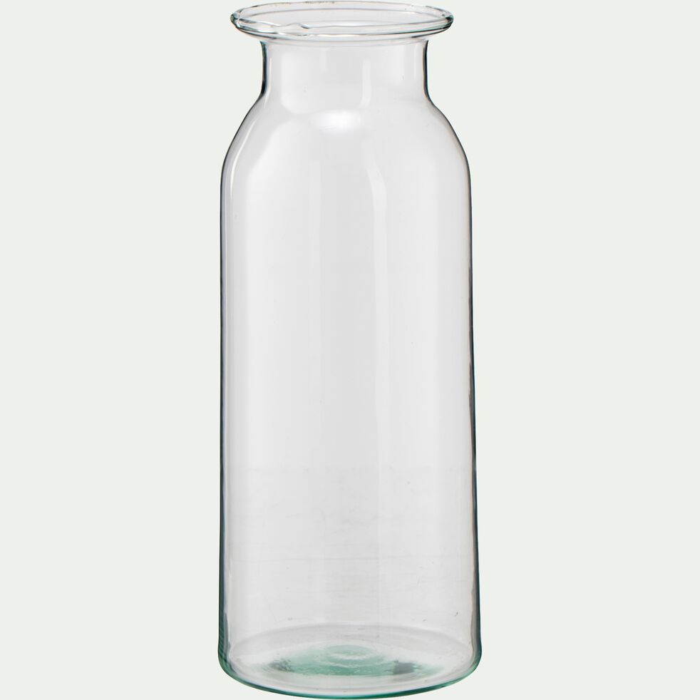 Vase bouteille en verre recyclé - transparent D9,5XH24cm-HOUVASE