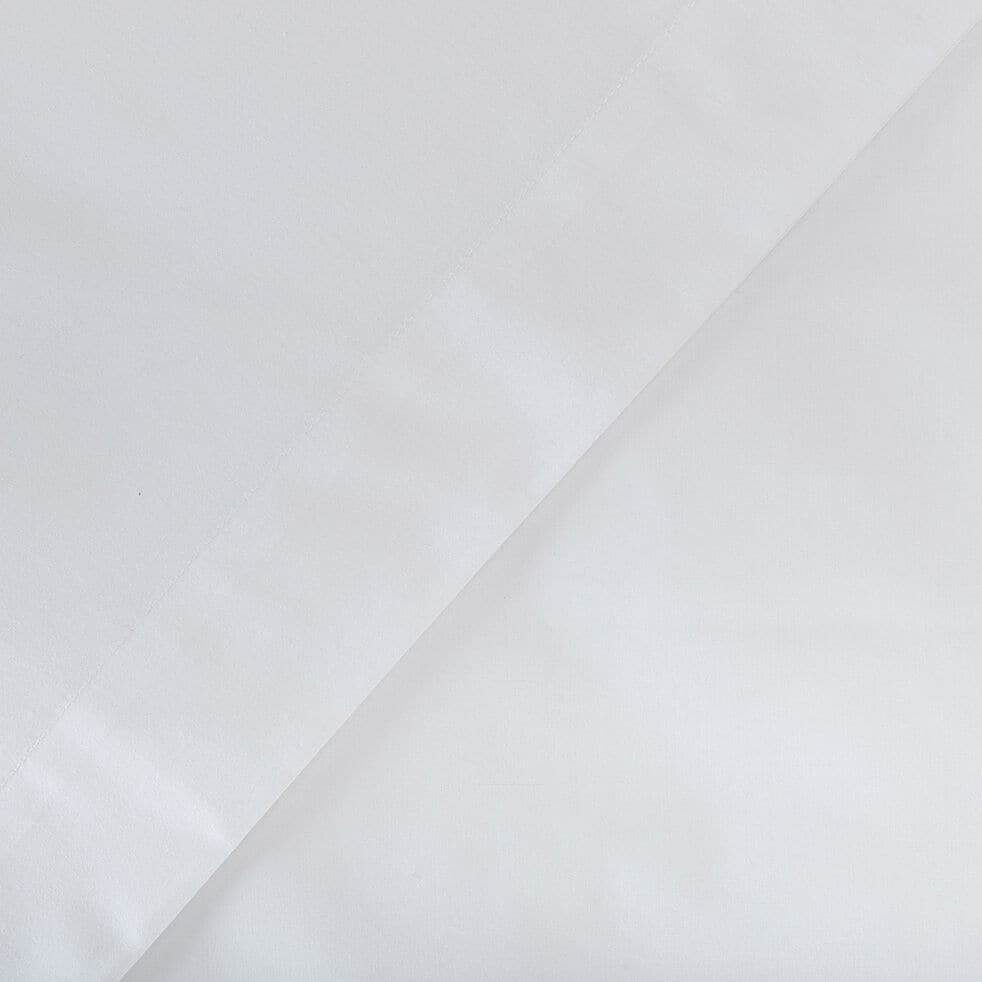 Drap plat en percale de coton 270x300- blanc - FLORE - al