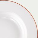 Assiette creuse liseré terracotta en faïence - blanc D23,5cm-SOLLER