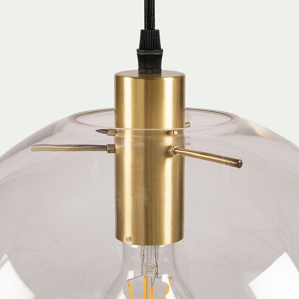 Suspension électrifiée en métal avec trois globes en verre H130cm - transparent-CYRANO