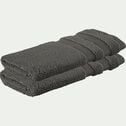 Lot de 2 serviettes invité en coton - gris restanque 30x50cm-Rania