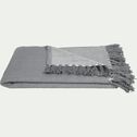 Plaid tissé à franges en coton - gris borie 130x170cm-SEVILLE