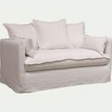 Canapé 2 places fixe en coton et en lin - blanc capelan-KALISTO
