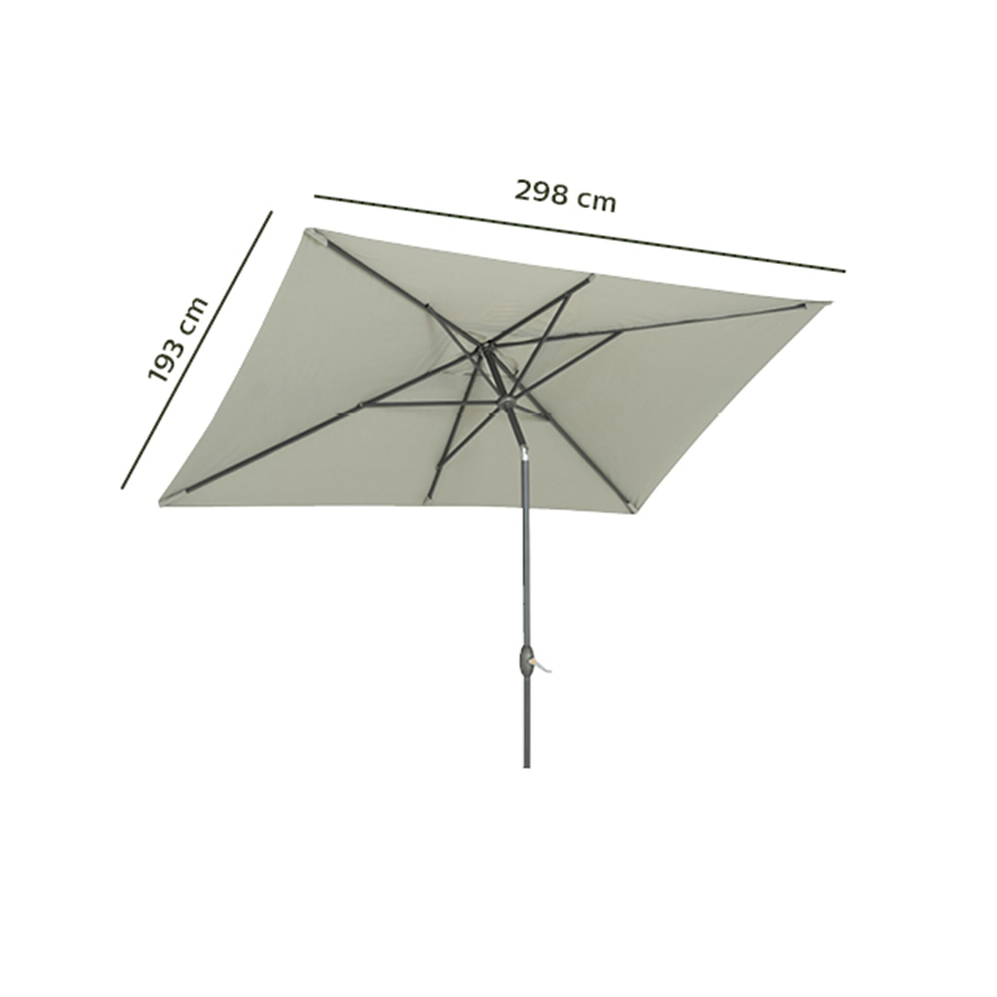 Parasol avec mat inclinable et manivelle 2x3m vert olivier-MUY