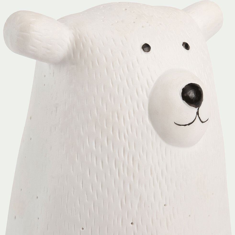 Lampe à poser électrifiée forme ours en porcelaine H16,2cm - blanc-LUMY