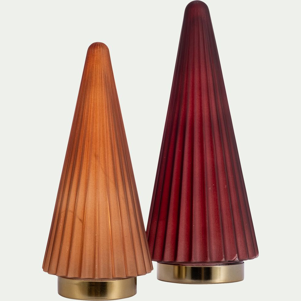 Sapin décoratif lumineux en verre - rouge H25,5cm-ANCHA