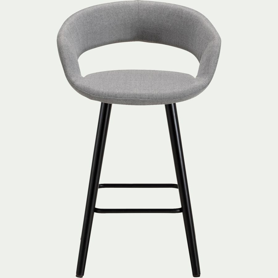 Chaise de bar en tissu avec accoudoirs gris borie - H65.5cm-JOYAU