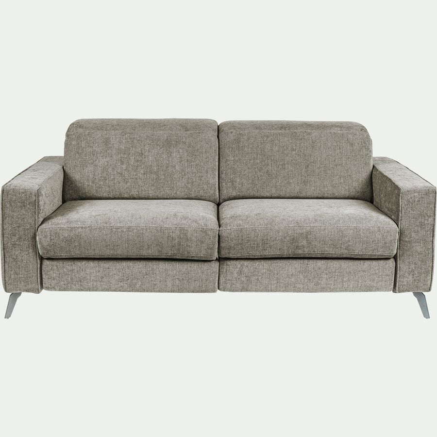 Canapé droit 3 places fixe en tissu dara - gris borie-SALVIA