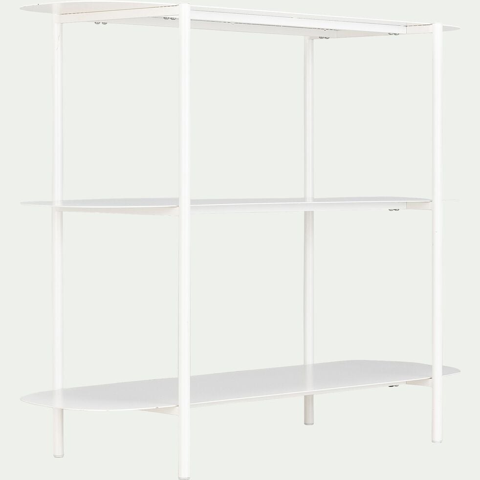 Bibliothèque 3 plateaux en métal - blanc L100xl36xH80cm-CAROUBE