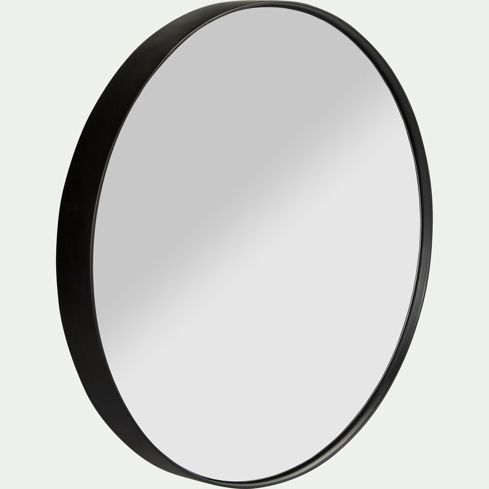 Miroir rond en bois noir D30cm-OUNDO