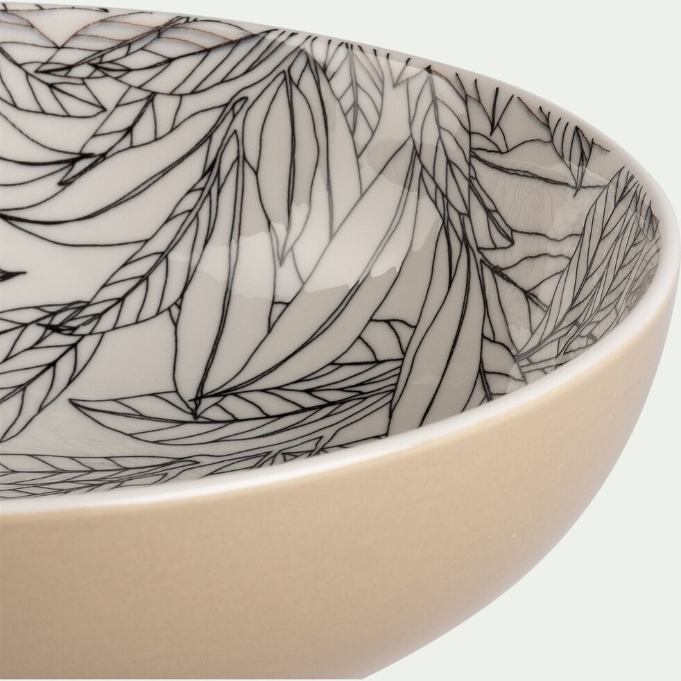 Assiette creuse en porcelaine motifs laurier - beige roucas D21cm-AIX