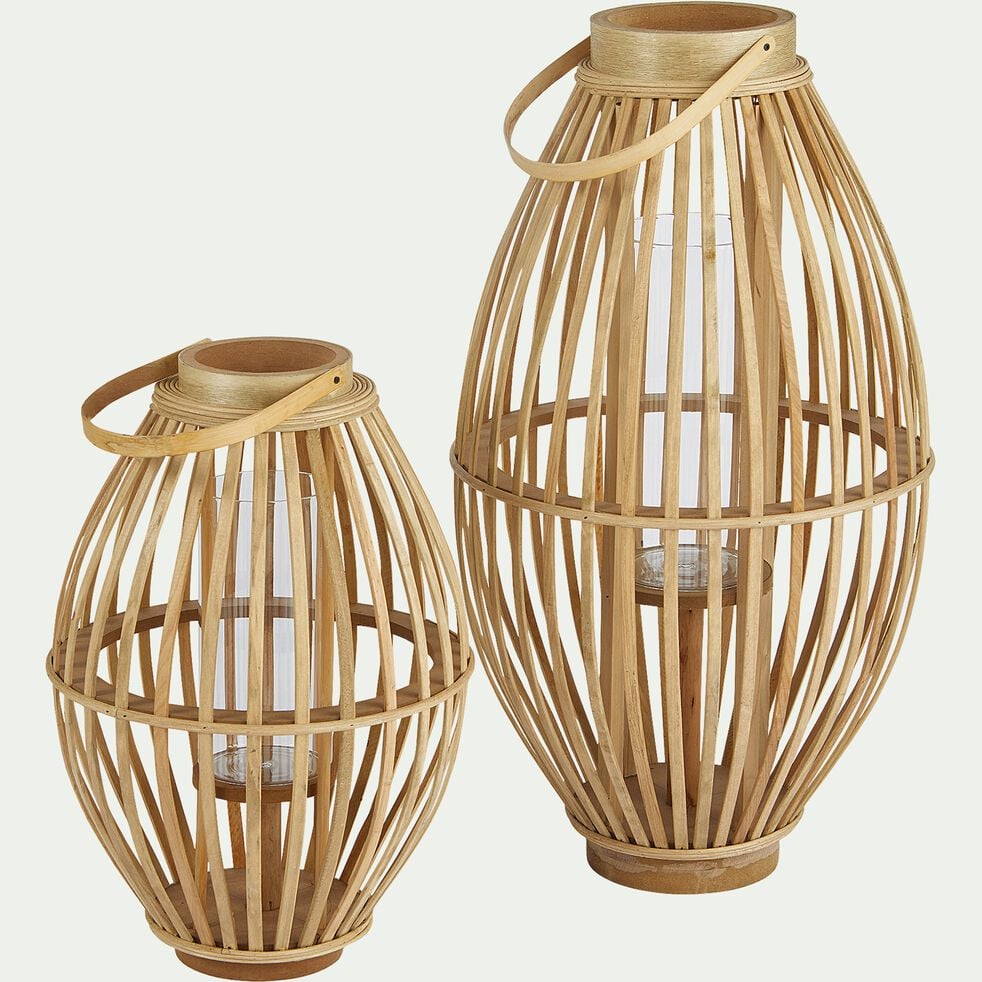 Lanterne ovale en rotin - naturel D28xH42,5cm-OMBELINE