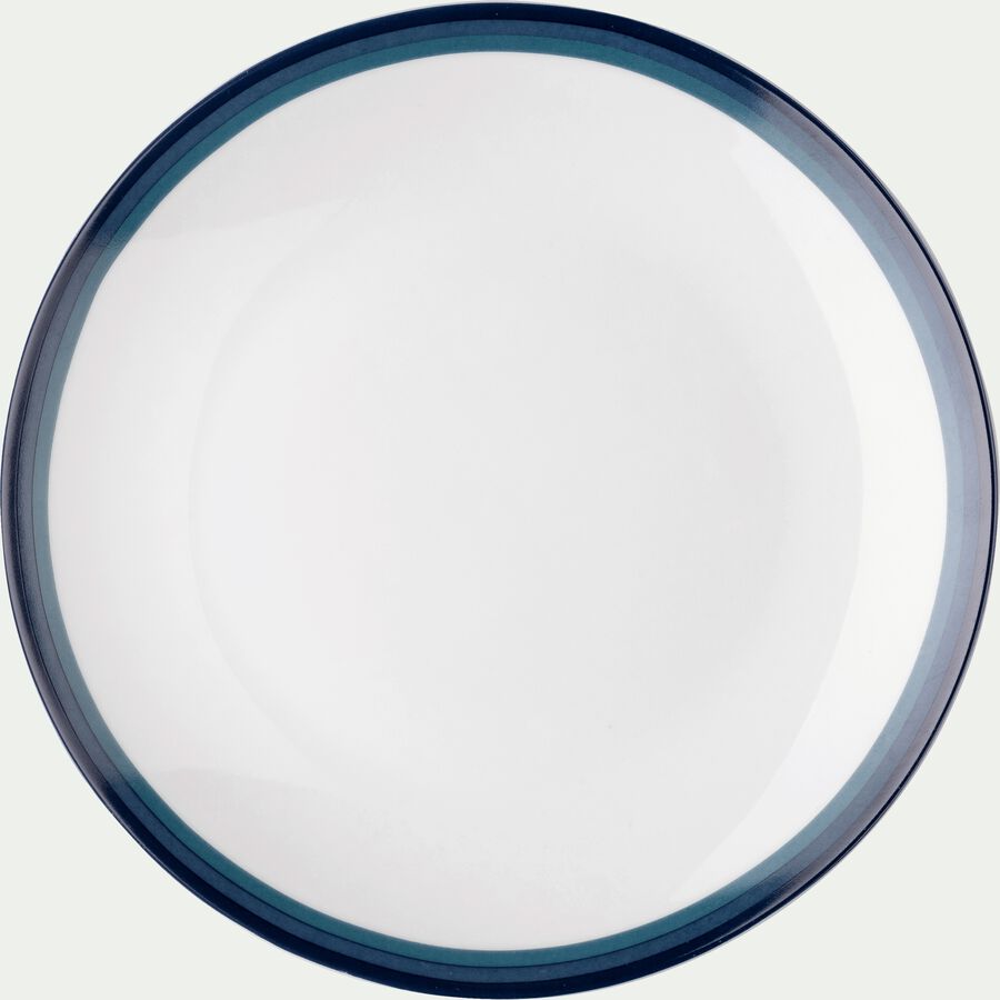 Assiette plate en porcelaine motif dégradé bleu figuerolles D26.5cm-VIC