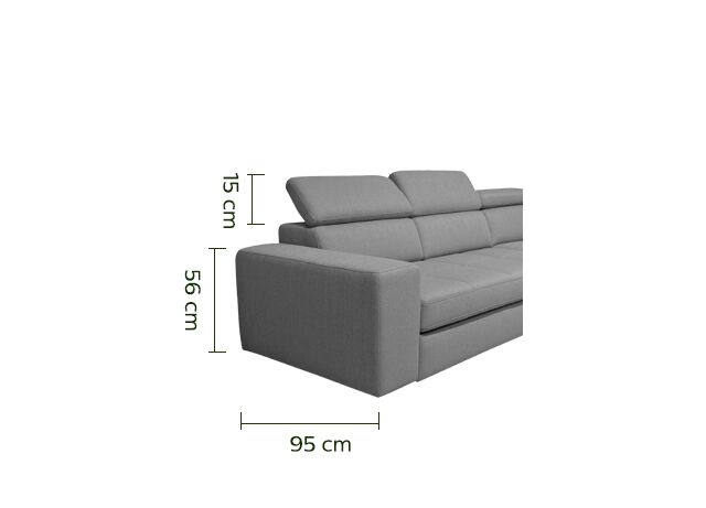 Canapé d'angle droit panoramique convertible en tissu - gris clair-TONIN