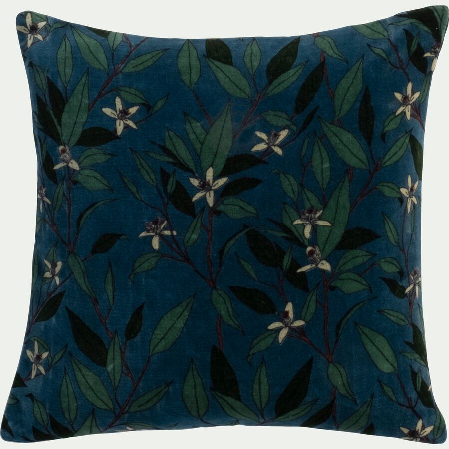 Coussin motif Fleur d'oranger en velours de coton - vert 40x40cm-ORANGER