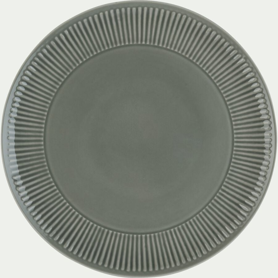 Assiette plate en faïence D27cm - vert olivier-MORA