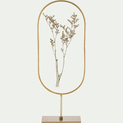 Décoration à poser en verre et fleurs séchées - doré H30cm-PIMA