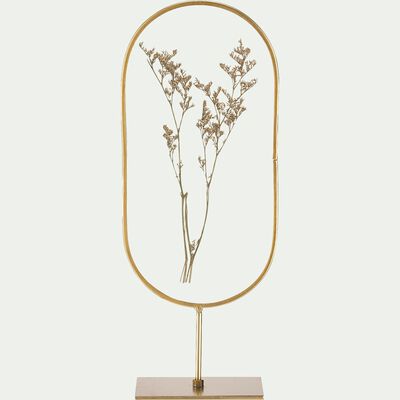 Décoration à poser en verre et fleurs séchées - doré H30cm-PIMA