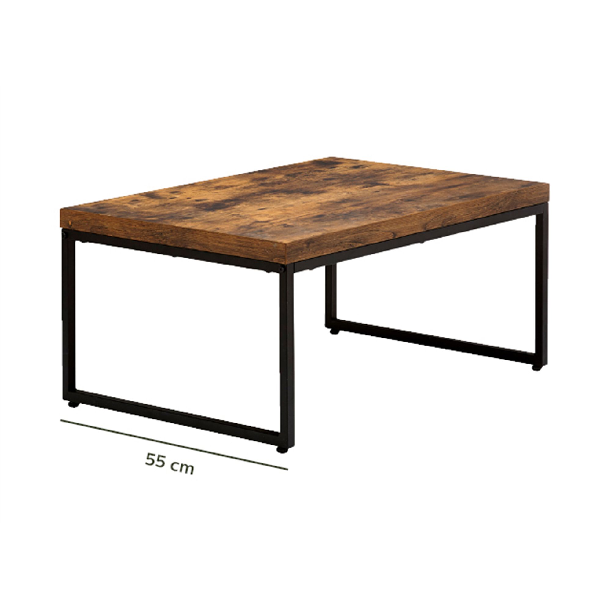 Table basse rectangulaire effet bois et acier - marron-MANILLE