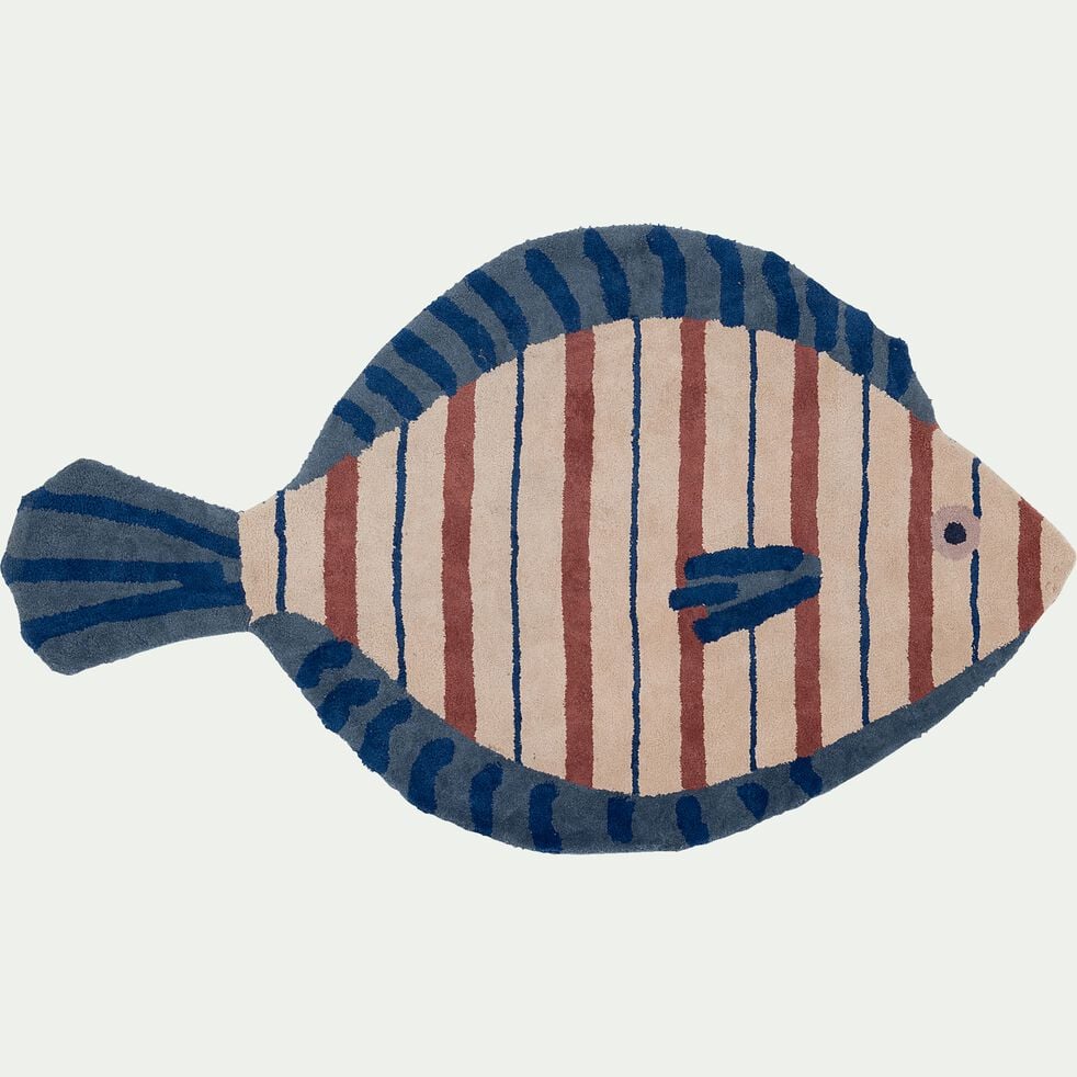 Tapis enfant tufté forme poisson 90x150cm - multicolore-VALSO