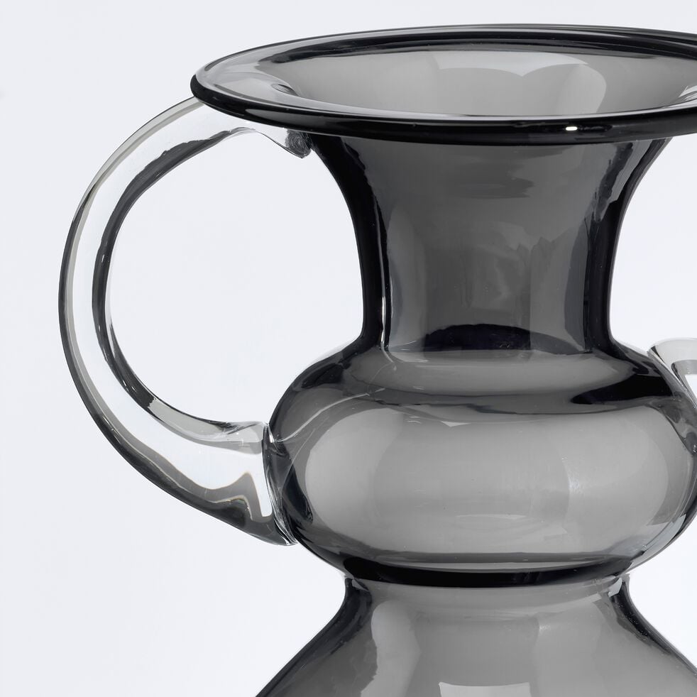Vase décoratif en cristal sans plomb avec double anse - gris-CHEFCHAOUEN